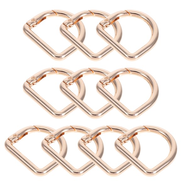 FRCOLOR 10 Pcs Hook D-shaped Connecting Buckle Open Spring Clips 2.90X2.70X0.40CM Golden