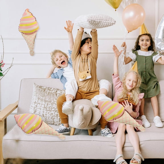 FRCOLOR  10 Pcs Ice Cream Balloon Birthday Party Decorations Foil Number Balloons Child Pool Pink