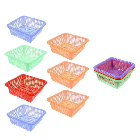 WRISTBIQUE Mini Storage Baskets Assorted Color 10Pcs 6.9X6.9X2.6In