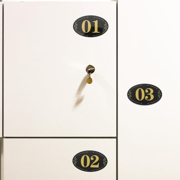 FRCOLOR 10 Pcs Plastic Locker Number Mailbox Signs Door Sign With Self-Adhesive Tape Oval Numbered Decal Stickers Room Number Table Number Sticker For Home Office