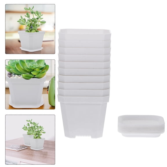 FRCOLOR 10 Pcs Plastic Flower Pot Bonsai Pot Container Round White Color
