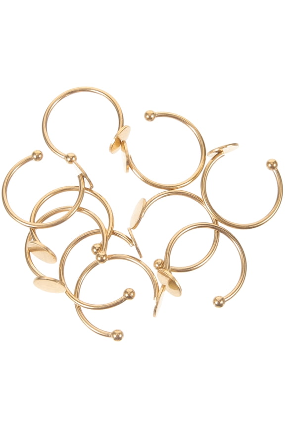 10 Pcs Stainless Steel Ring Setting Blank Settings Rings Student Golden