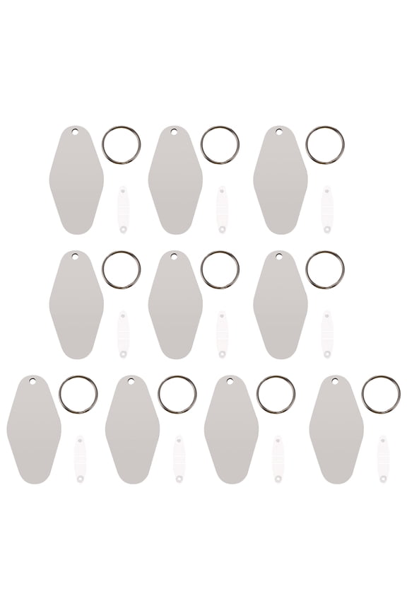 FRCOLOR 10 Sets Double-Side Printed Heat Transfer Key Holder DIY Blank Key Ring