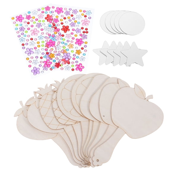 WRISTBIQUE Craft Kits For Parties Wooden Hand Mirror Assorted Color Kids Diy Wooden Mirror 10 Sets