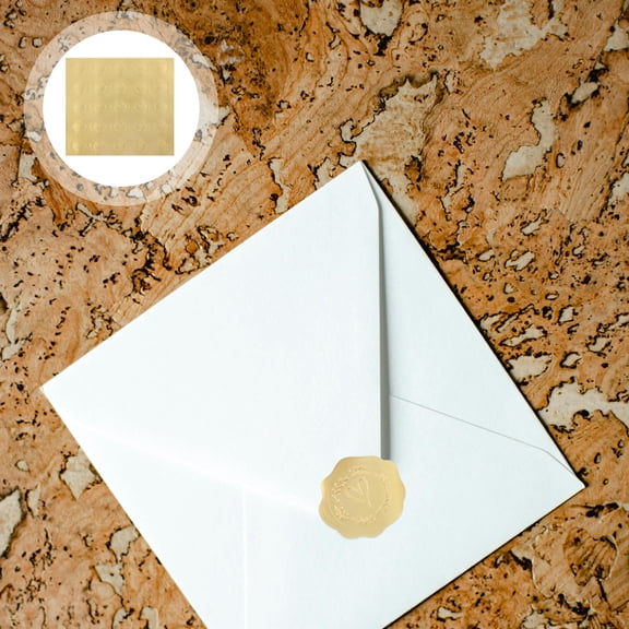 LABSERRON Elegant Embossed Heart Shape Envelope Stickers Golden Decorative Seal for Invitations