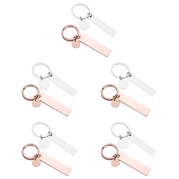 FRCOLOR 10 pcs  DIY Metal Hanging Tags DIY Blank Keychains Engravable Rectangle Pendants