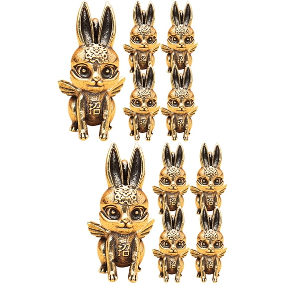 FRCOLOR 10 pcs Miniature Bunny Decorations Miniature Bunny Decor Brass Bunny Statues
