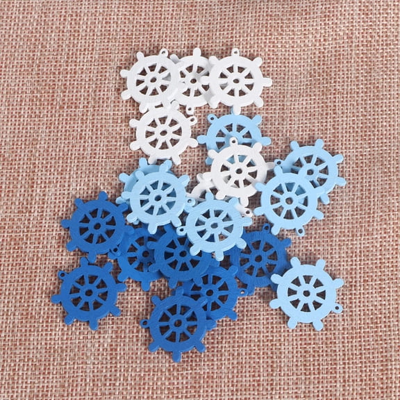 FRCOLOR 100 Pcs 25x20mm Wooden Anchor Mini Pendants for Scrapbooking Home Decorative Buttons Embellishments Random Color