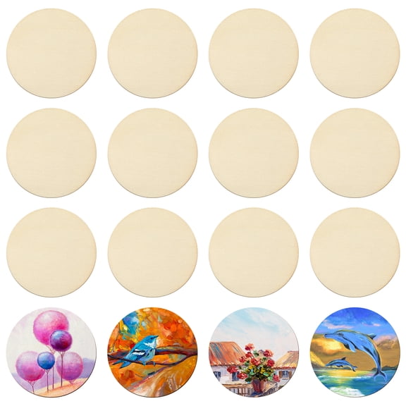 LABSERRON 100pcs Small Wood Circles Round Wood Piece Disc Beige for Teachers Painting Classroom Use