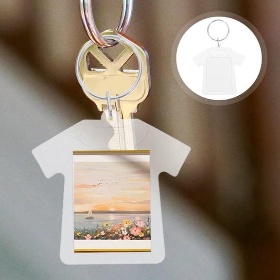 FRCOLOR 100 Pcs Rings Picture Frame Keychain 8.50X5.80X0.50CM Transparent