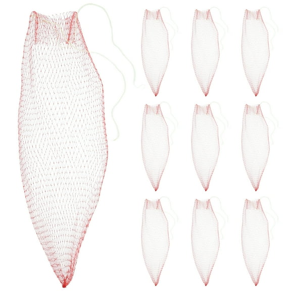 FRCOLOR 100pcs Reusable Mesh Bags for Watermelon Elastic Fruit Net with Drawstring for Packaging Organizer Gardening and Fruit Growth