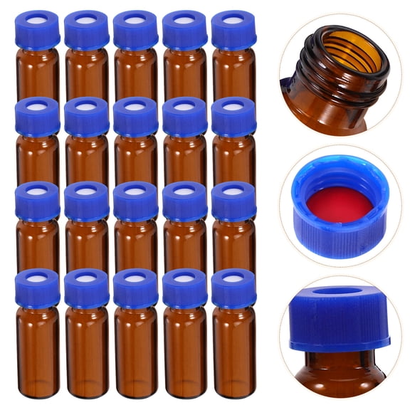 FRCOLOR 100 Pcs Vial Test Tubes with Lids Mini Empty Bottles Sealing Brown
