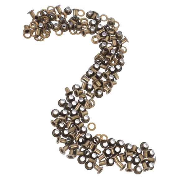FRCOLOR 100 Sets Metal Grommets and  Eyelets Brown 4x8x7mm Backing Eyelet for Fabric Clothing Tarps Leather Bag Shoes Curtains Hats Tents Repair and Decoration