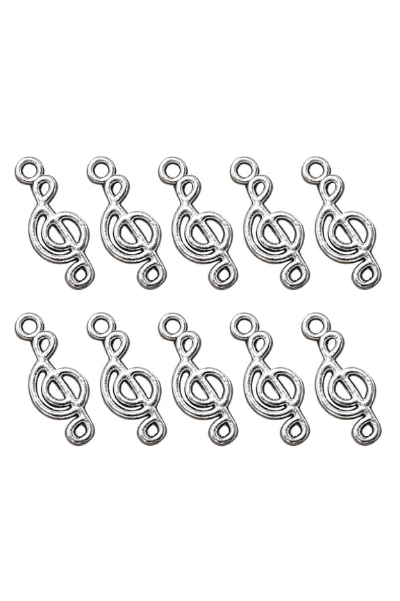 100PCS Vintage Alloy Musical Note Charms Pendants DIY Jewelry Making Accessory for Necklace Bracelet (Antique Silver)