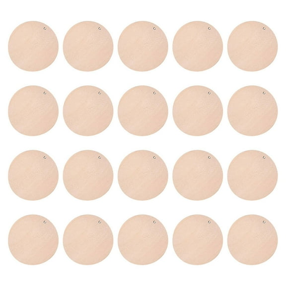 FRCOLOR 100PCS Wood Chip DIY Pendant Round DIY Single-hole Wood Chip Simple Wood Chip Tag