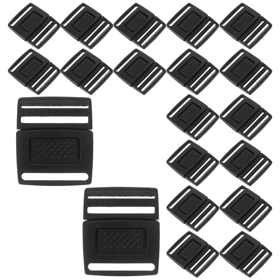 FRCOLOR 100Pcs Black Plastic Strap Buckles Center Release for Hat Replacement with Strong Reliable Material