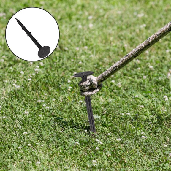 FRCOLOR 100Pcs Black Plastic Ground Pegs Easy Insert Stakes for Tent and Lawn Secure