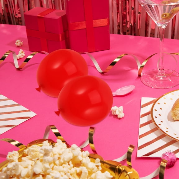 FRCOLOR 100pcs Red Tail Balloons for Party Background and Birthday Wedding Decorations with Vibrant Red Balloon Backdrops