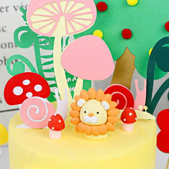 FRCOLOR 10PCS Party Cake Pick Decor Cartoon Grass Mushroom Snail Cake Toppers Birthday Party Cake Decor Creative Cake Landscape Decoration for Birthday Kids Day