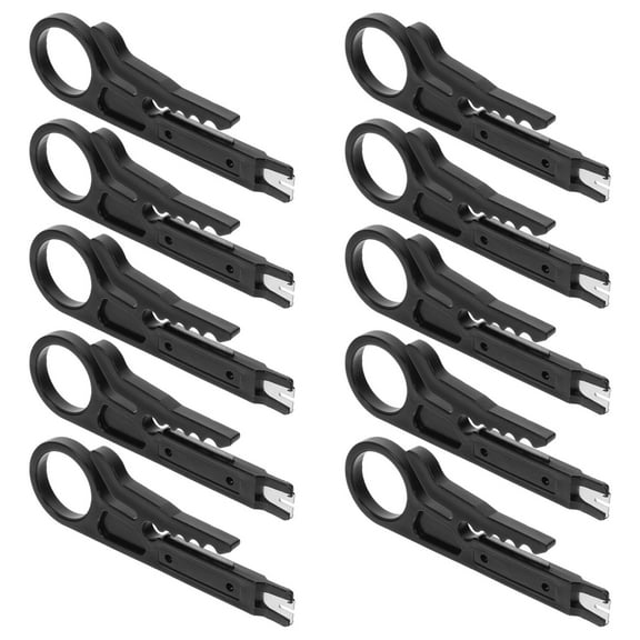 FRCOLOR 10Pcs Black Mini Wire Strippers For Network And Data Wires Abs Steel Material