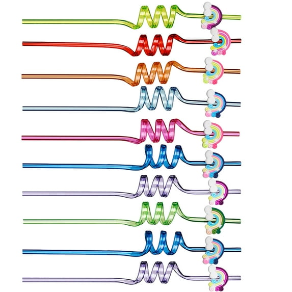 FRCOLOR 10Pcs Cartoon Rainbow Straw Kids Straw Toy Colorful Party Straw Party Accessories