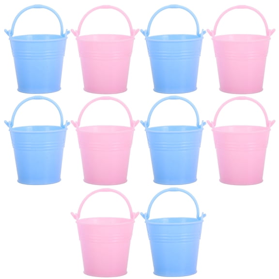 FRCOLOR 10-Pack Mini Plastic Buckets with Handles, Colorful Small Pails for Plants, Dollhouse Accessories, Kids Crafts, Classroom Candy