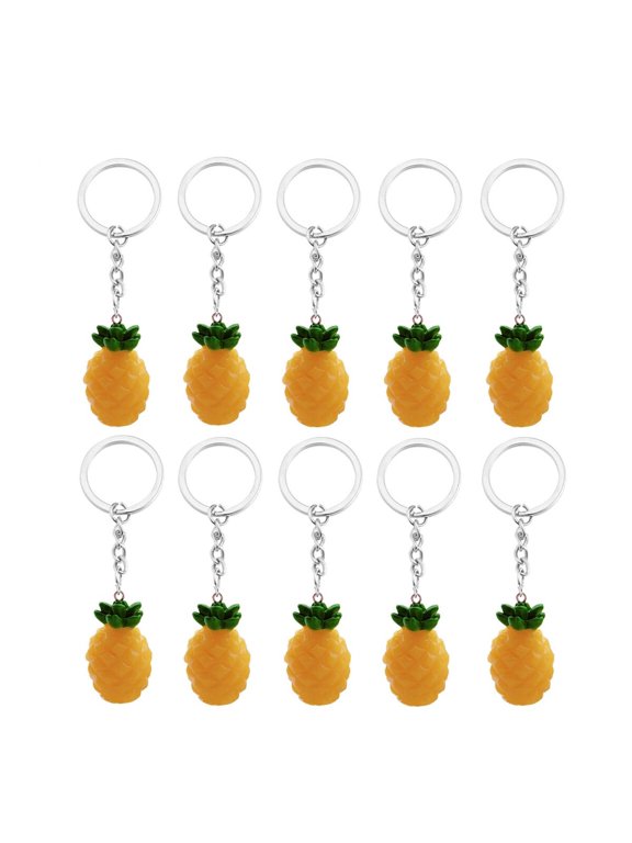 10Pcs Yellow Pineapple Keyring Pendant Decorative Accessory for Keys and Bags