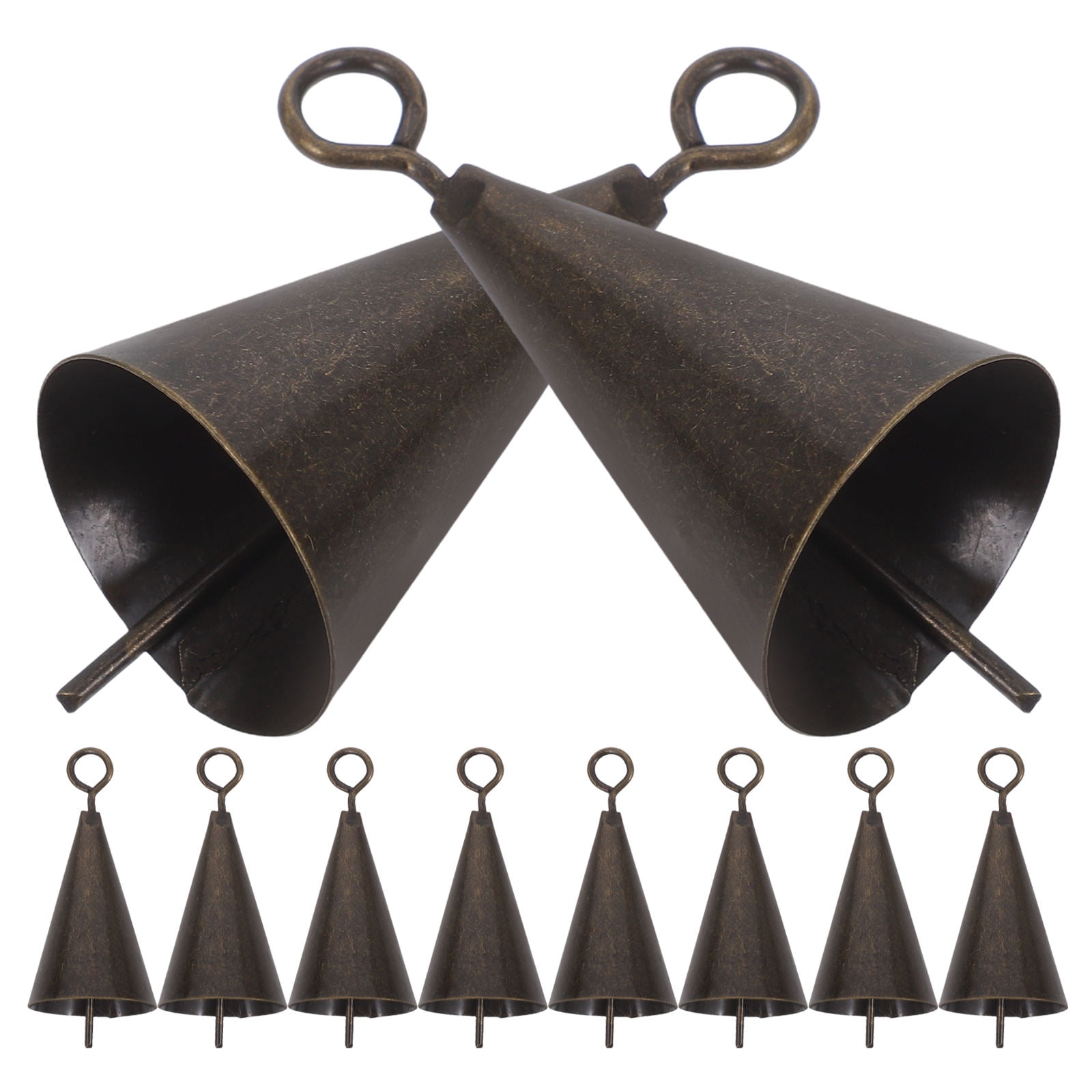 PATIKIL Small Bulk Hanging Bell, 2 Pcs Chinese Feng Shui Bell Good Luck Wind Chime For Door Window Home Garden Decor Wealth And Safe Pendant, Golden-Yellow