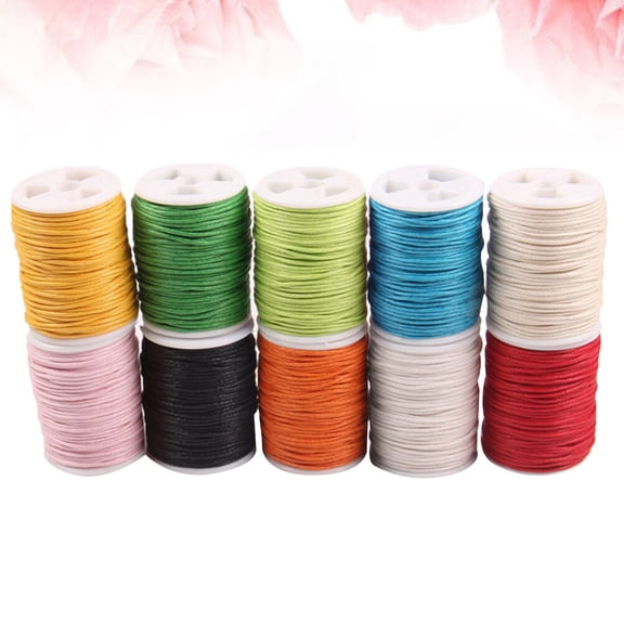 FRCOLOR 10pcs Assorted Color Cotton Waxed Thread Braided Wire for Wrapping Use 1mmx10m