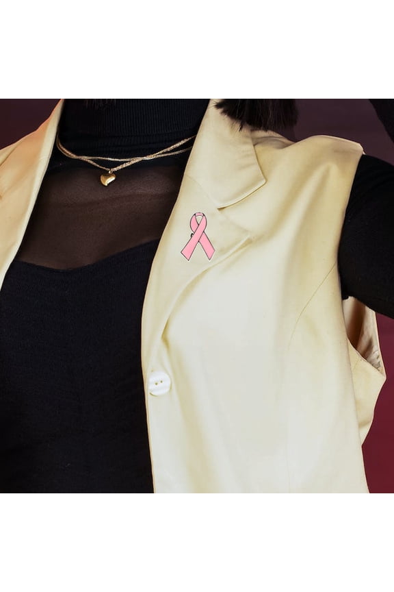 10pcs Awareness Pink Ribbon Pin Badge For Women Unique Lapel Pins For World Cancer Day Party Brooches Alloy Encouragement Brooch