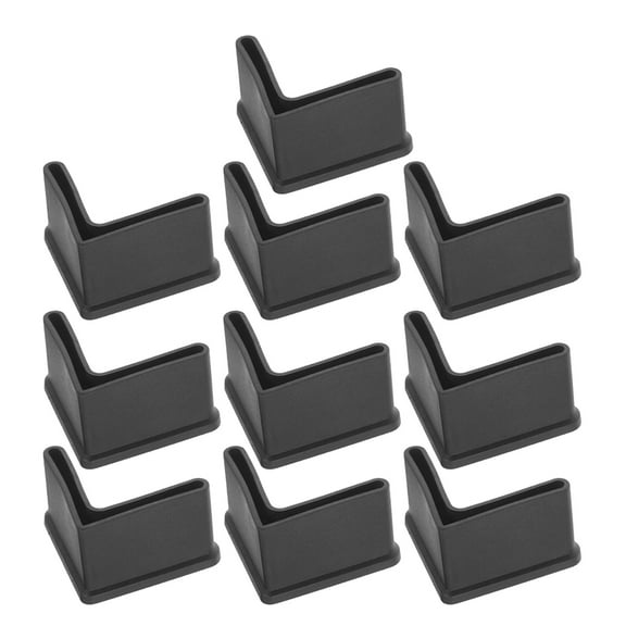 FRCOLOR 10-Pack Black Rubber Leg Caps for Bed Frames and Chair Legs, L-Shaped Protective Feet Pads, Replacement Tips