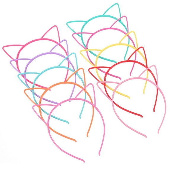 FRCOLOR 10pcs Cat Ear Headband Plastic Cat Hairband Cat Bow Hairbands Makeup Party Headwear for Women Girls