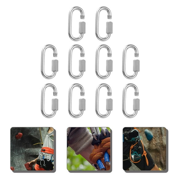 FRCOLOR 10pcs Chain Link M5 Chain Hook Ring Screw Chain Link Trailer Carabiner Clip