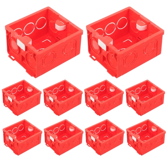 WRISTBIQUE 10Pcs Red Wall Junction Box with Double Hard Nut and Buckle Connection for Home Use