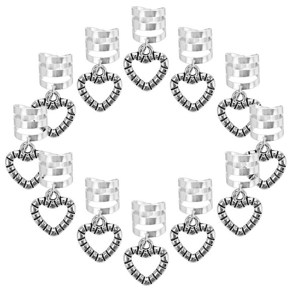 FRCOLOR 10pcs Fashionable Sweet Alloy Open Heart Hair Cuffs For Women Braiding Hair Accessories For Braids And Dreadlocks Hair Jewelry For Women Braids