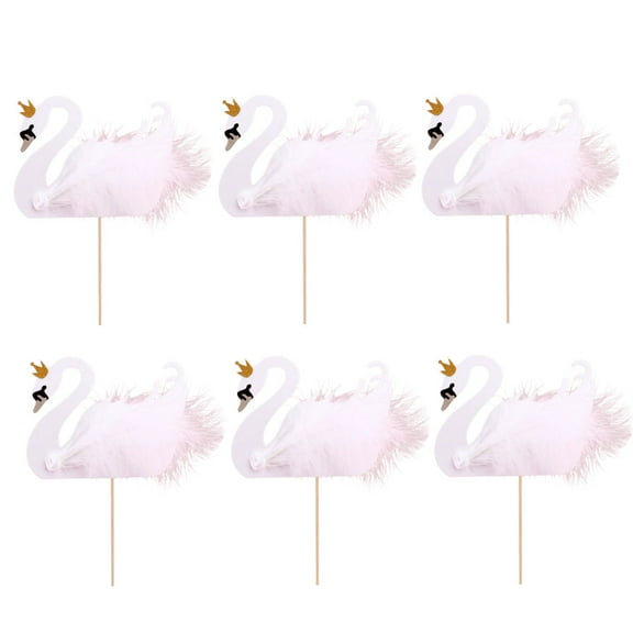 FRCOLOR 10pcs Feather Small Swan Cake Topper Party Birthday Cupcake Dessert Toppers Decoration