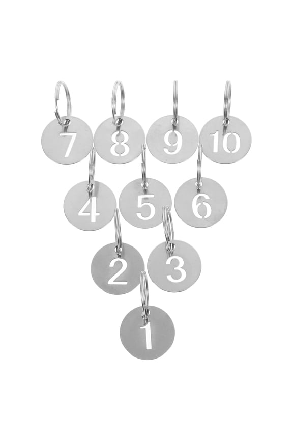 10pcs Number Key Tags Round Metal Number Tags Stainless Steel Number Id Key Tags With Hole Number Key Ring Chain For Organized Coding Key Box Cabinet Identifiers