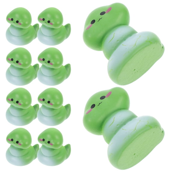 TAILTOSS Green Snake Figurines Ornaments Set of 10 Decorative Reptile Statues for Home and Garden