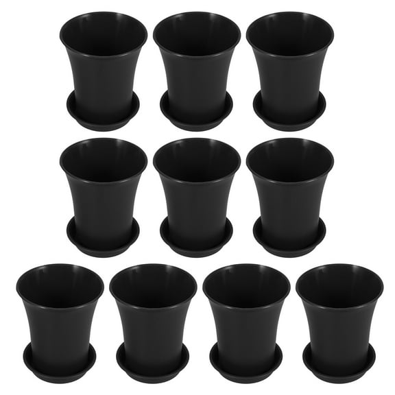 FRCOLOR 10pcs Small Flower Pots With Saucer Tray For Indoor And Outdoor Garden Plants Mini Planters For Succulents Plants And Herbs Dark Grey 10 cm