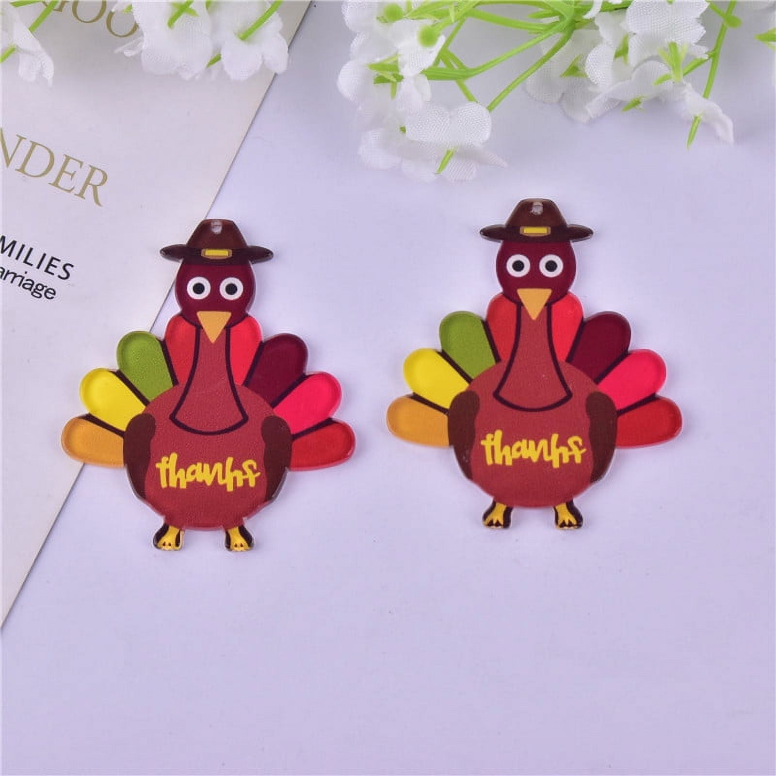 FRCOLOR 10pcs Thanksgiving Jewelry Charms Small Turkey Charms DIY