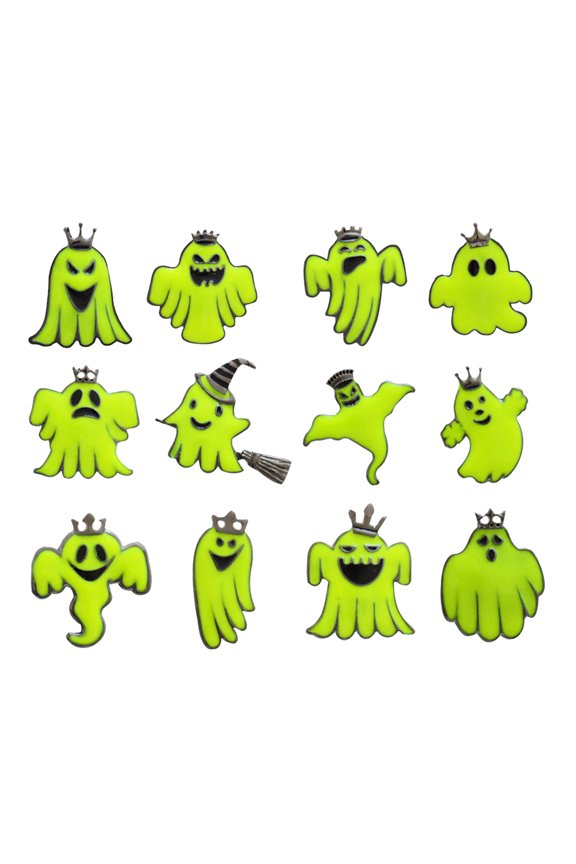 11 Pcs Halloween Ghost Shaped Brooch Cartoon Alloy Fluorescent Badges Horror Funny Lapel Personalized Brooches Holiday Party Ornaments Friends Gifts