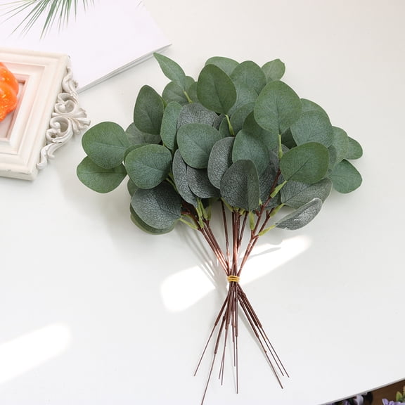 FRCOLOR 12pcs Realistic Artificial Eucalyptus Stems with Green Leaves for Home Vase Decor and Floral
