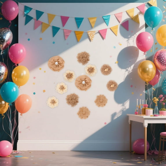 FRCOLOR 12 Pcs Assorted Color Burlap Flower Embellishments for Flower Girls Festival Atmosphere Decoration