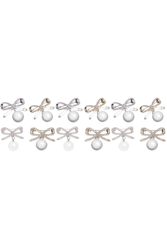 12 Pcs Bowknot Brooches Anti Peeping Personalized Rhinestone Brooches