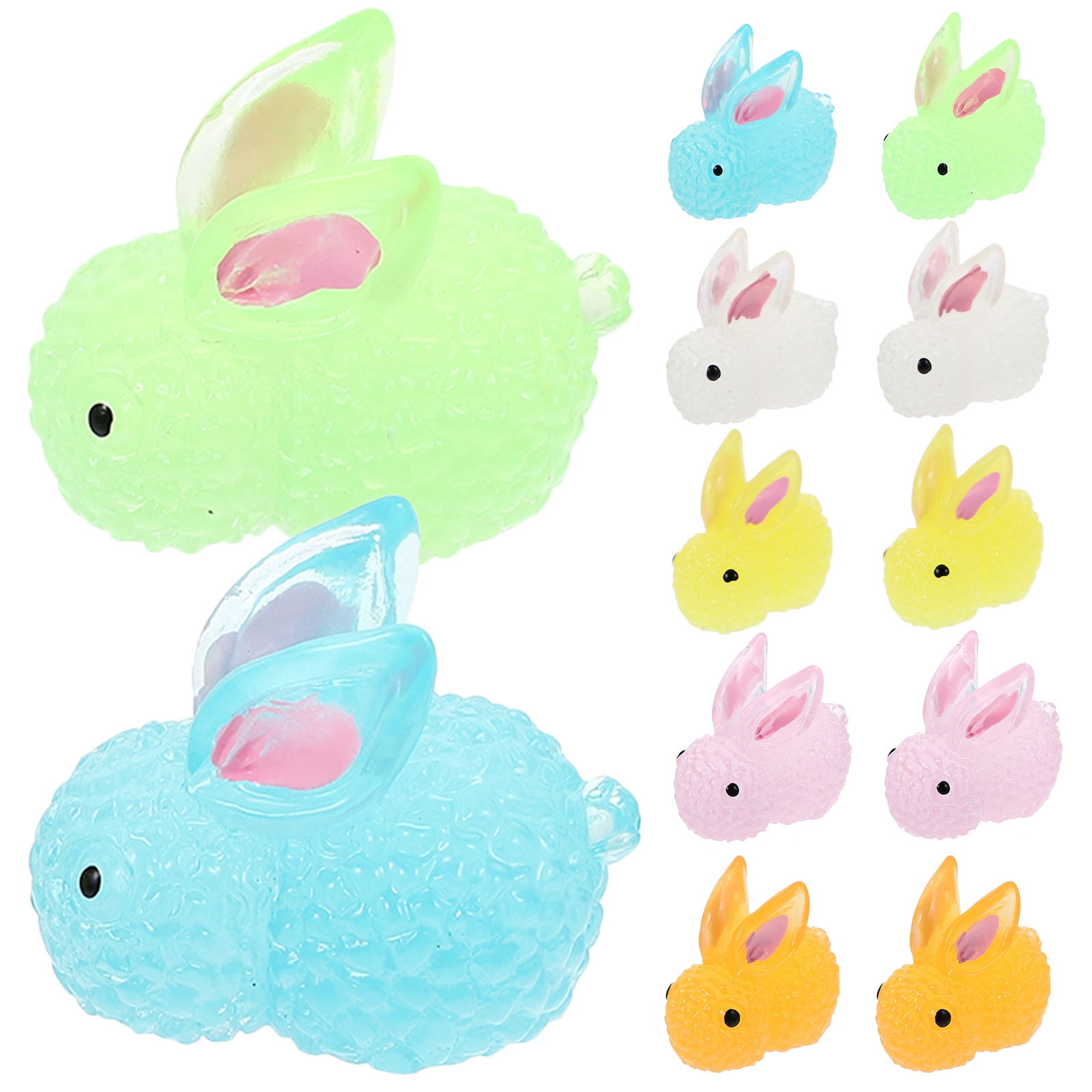 FRCOLOR 12 Pcs Bunny Toys Translucent Resin Luminous Cartoon Design ...