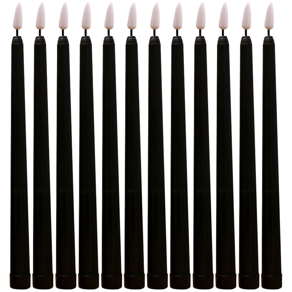 WASHWEPE Rechargeable Flameless Taper Candles Black Plastic 12Pack 11In