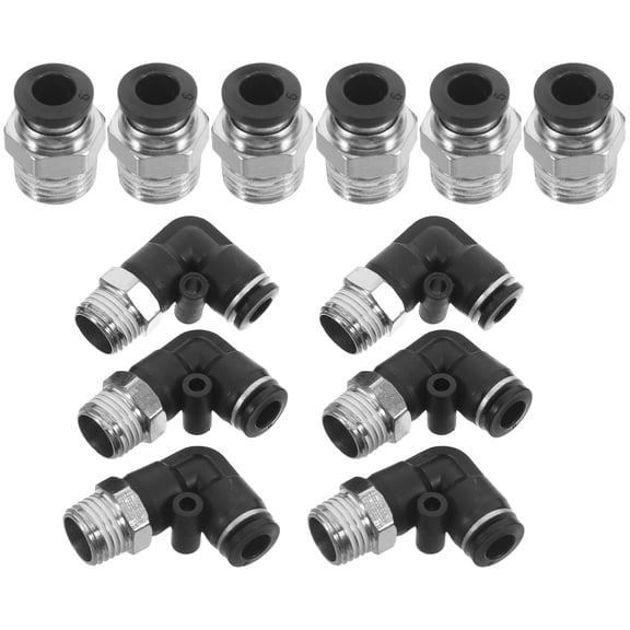 TAILTOSS 12Pcs Straight Push to Connect Tubing Connectors Silver Threaded Air Hose Fittings