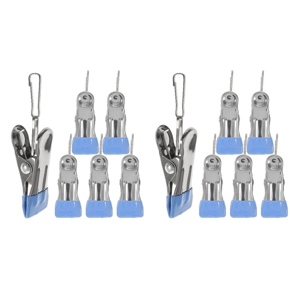 TAILTOSS Blue Stainless Steel Clothes Pins for Home Use 12Pcs