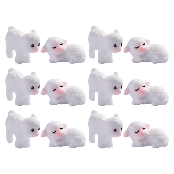 FRCOLOR 12 Pcs Resin Statue Mini Sheep Cute Lamb Figure Accessories White