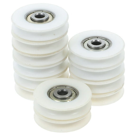 WASHWEPE 12Pcs Corrosion Resistance Groove Pulley Wheel White PA6 Metal For Residential Use 1.50X1.50X0.37in